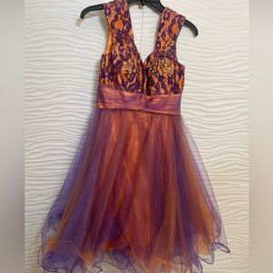 Giosue Dress Gown Purple Orange Size 6 Sequin Formal Wear